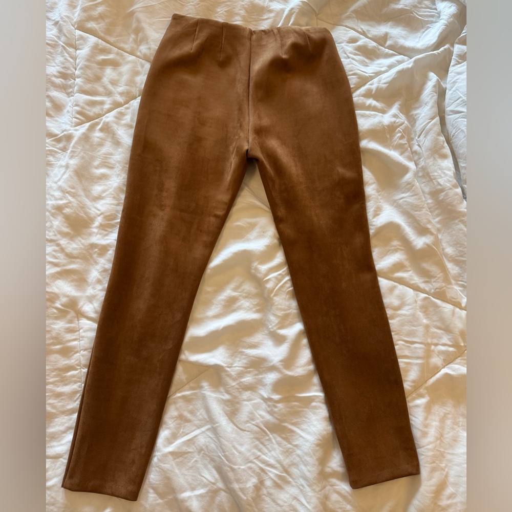 Faux leather suede stretchy pants